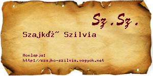 Szajkó Szilvia névjegykártya